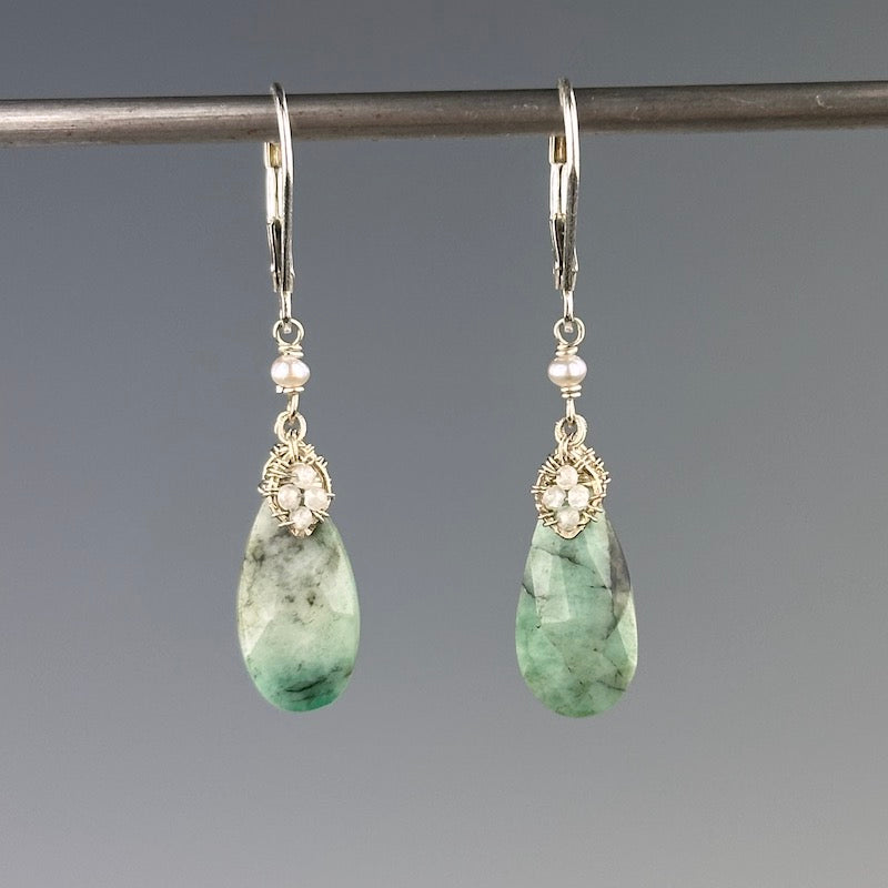 Brazilian Emerald Drop Earrings - Heart of the Home Inc