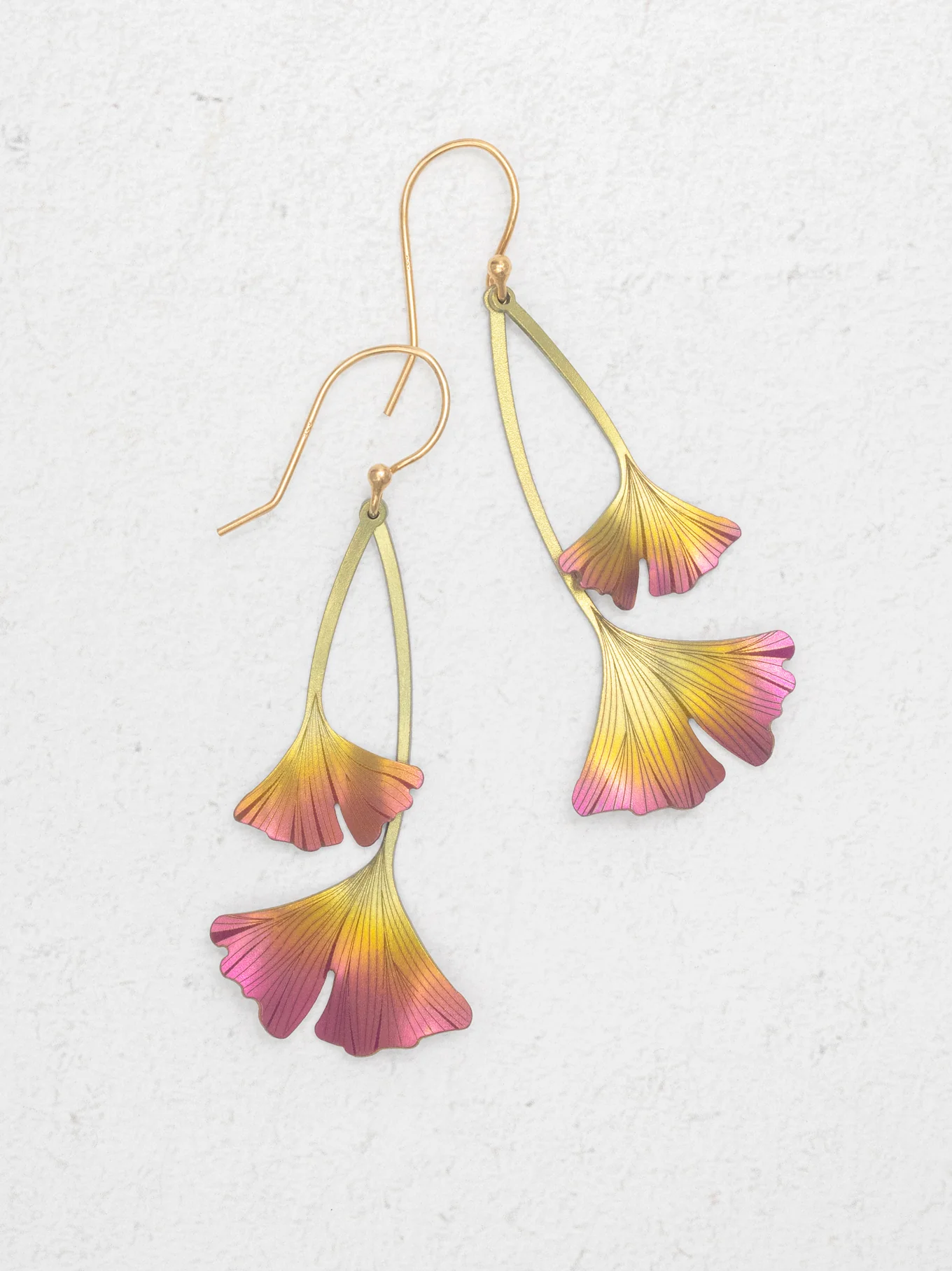 Ginkgo Drop Earrings in Peach