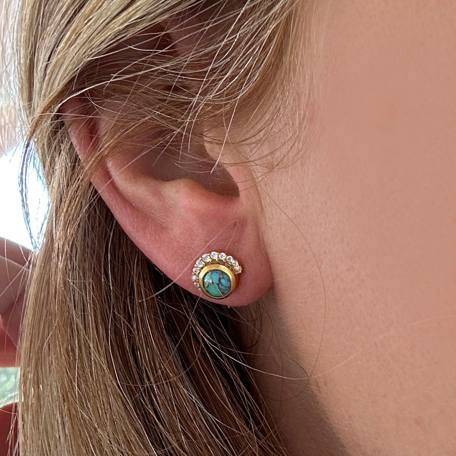 Copper Turquoise Eclipse Studs - Heart of the Home Inc