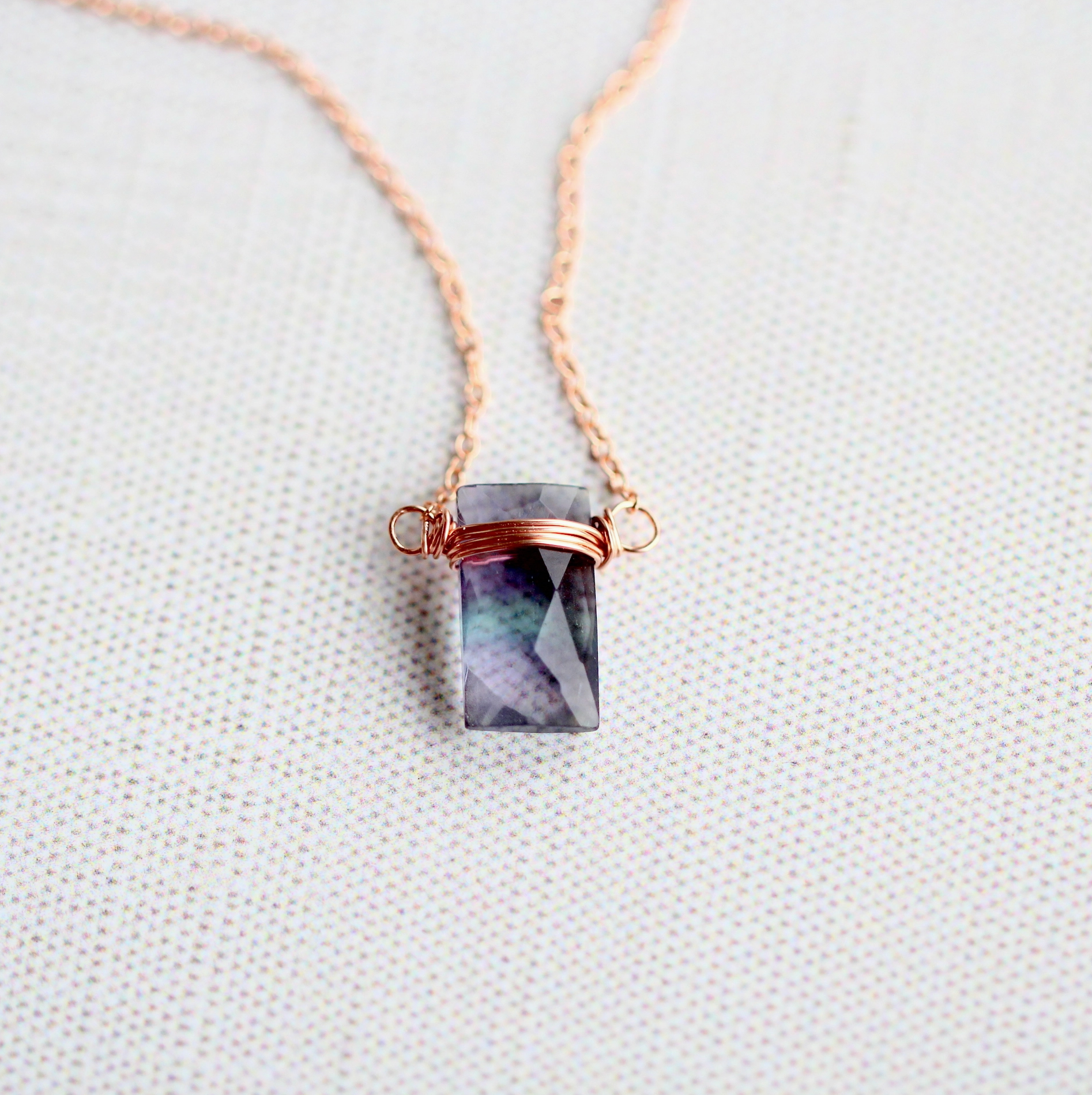 Fluorite Baguette Necklace - Heart of the Home Inc
