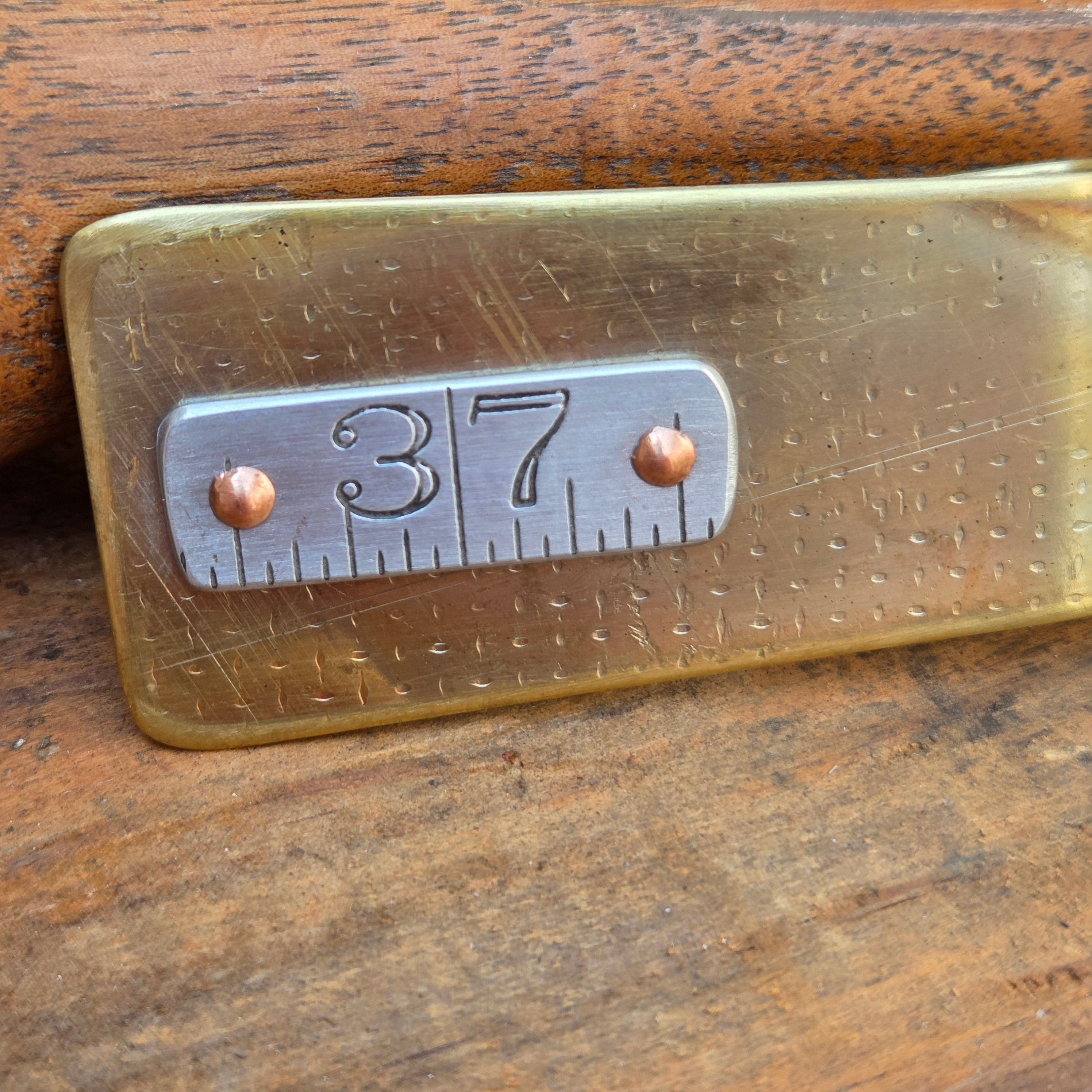Reclaimed Ruler and Brass Money Clip #37