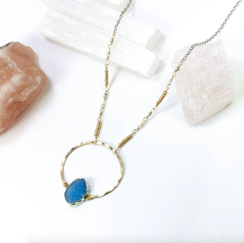 Lagoon Druzy Necklace - Heart of the Home Inc