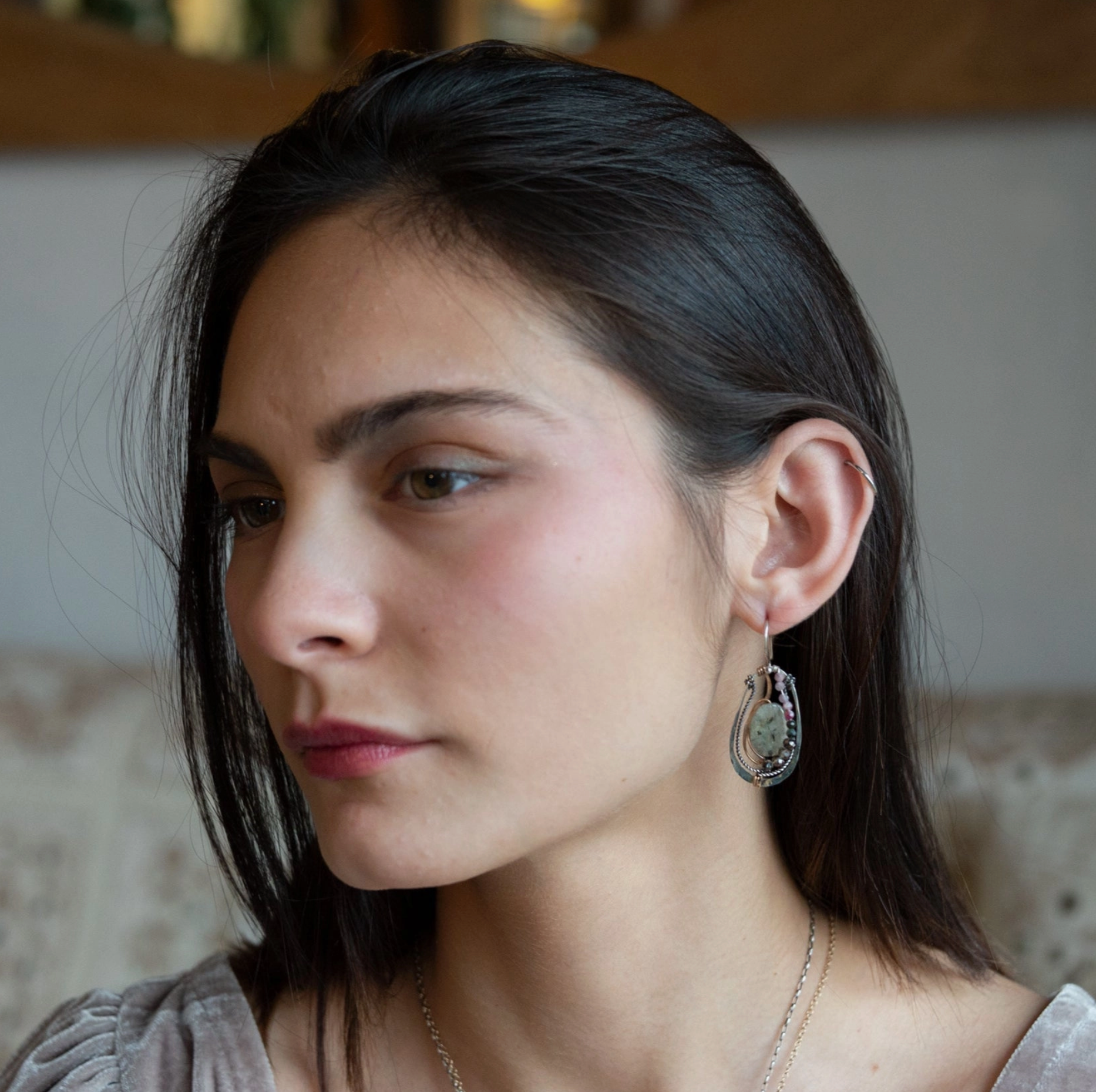 Prehnite Cameo Earrings - Heart of the Home Inc