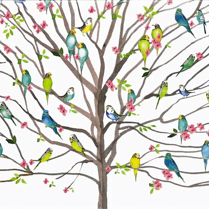 PETER P NOTE CARDS TREE OF BUDGIES - Heart of the Home LV