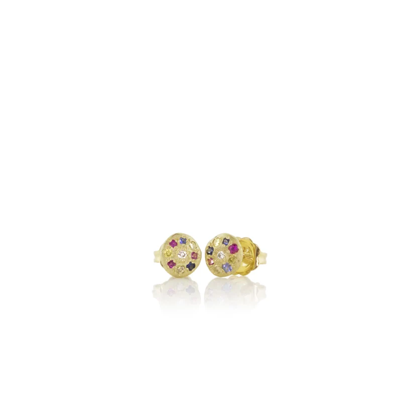 Multi-Sapphire Floret Stud Earrings