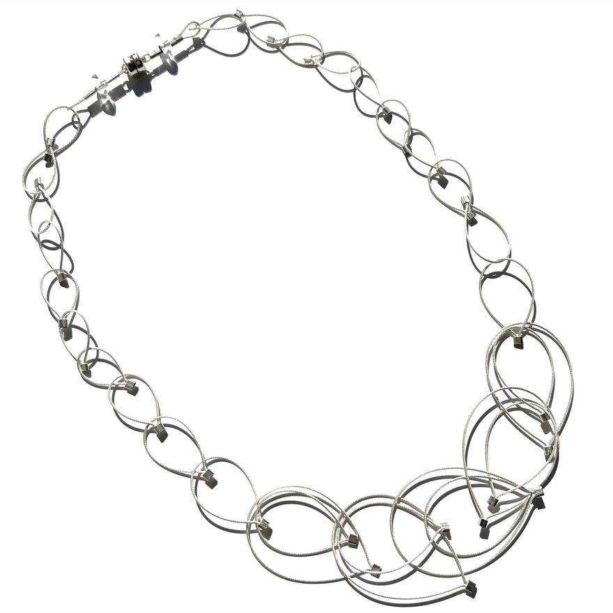 Feather Teardrop Chain Necklace - Steel & Sterling Silver - Heart of the Home Inc