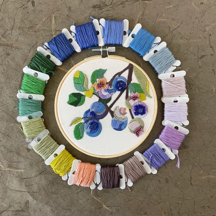 Blueberry Blossom Embroidery & Beadwork Kit