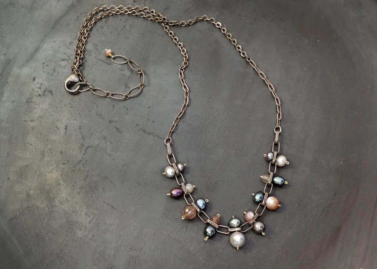 Pearl & Moonstone Studded Chain - Heart of the Home Inc