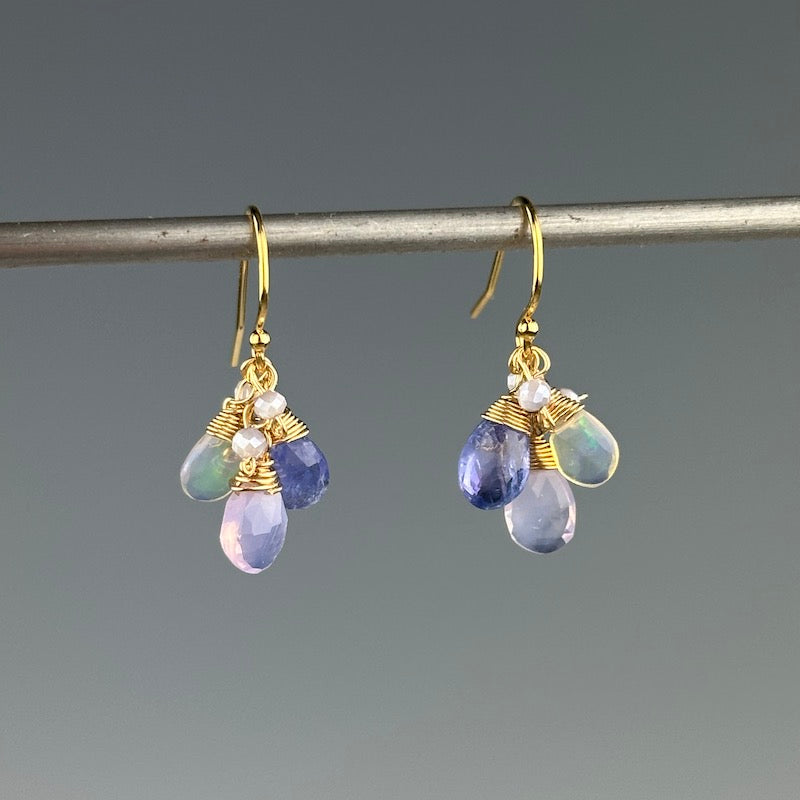 Cluster Earrings in Violet Gemstone Mix - Heart of the Home Inc