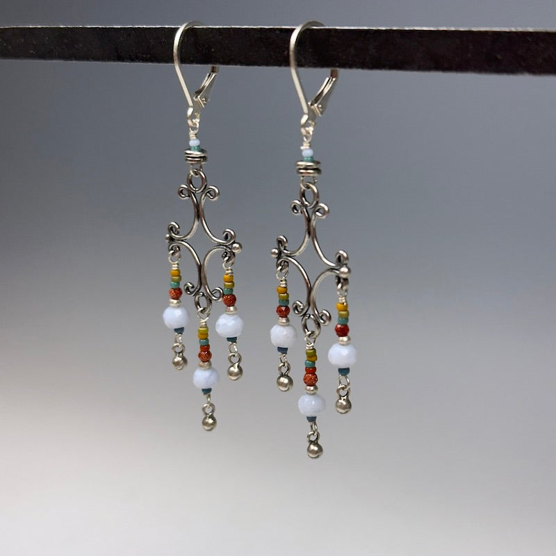 Lace Agate Filigree Earrings - Heart of the Home Inc