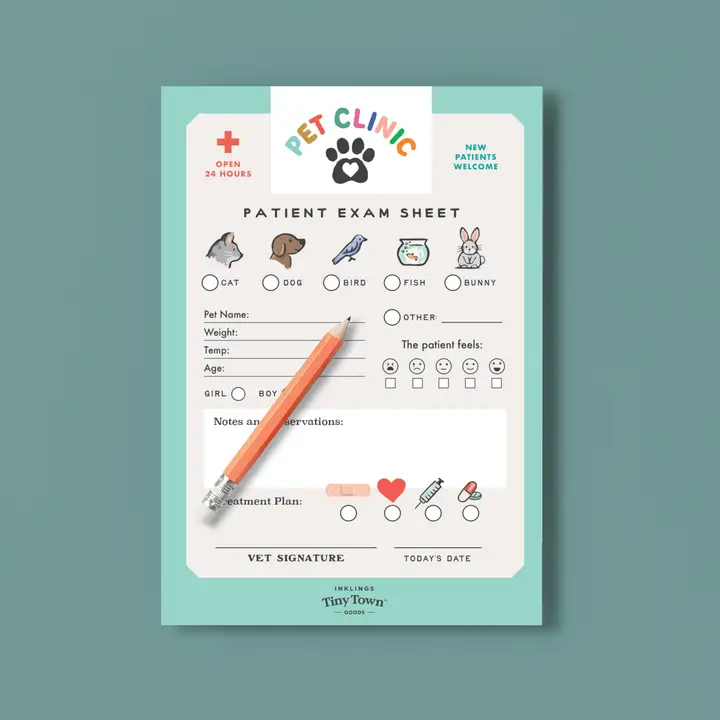 Pet Clinic Play Notepad - Heart of the Home Inc