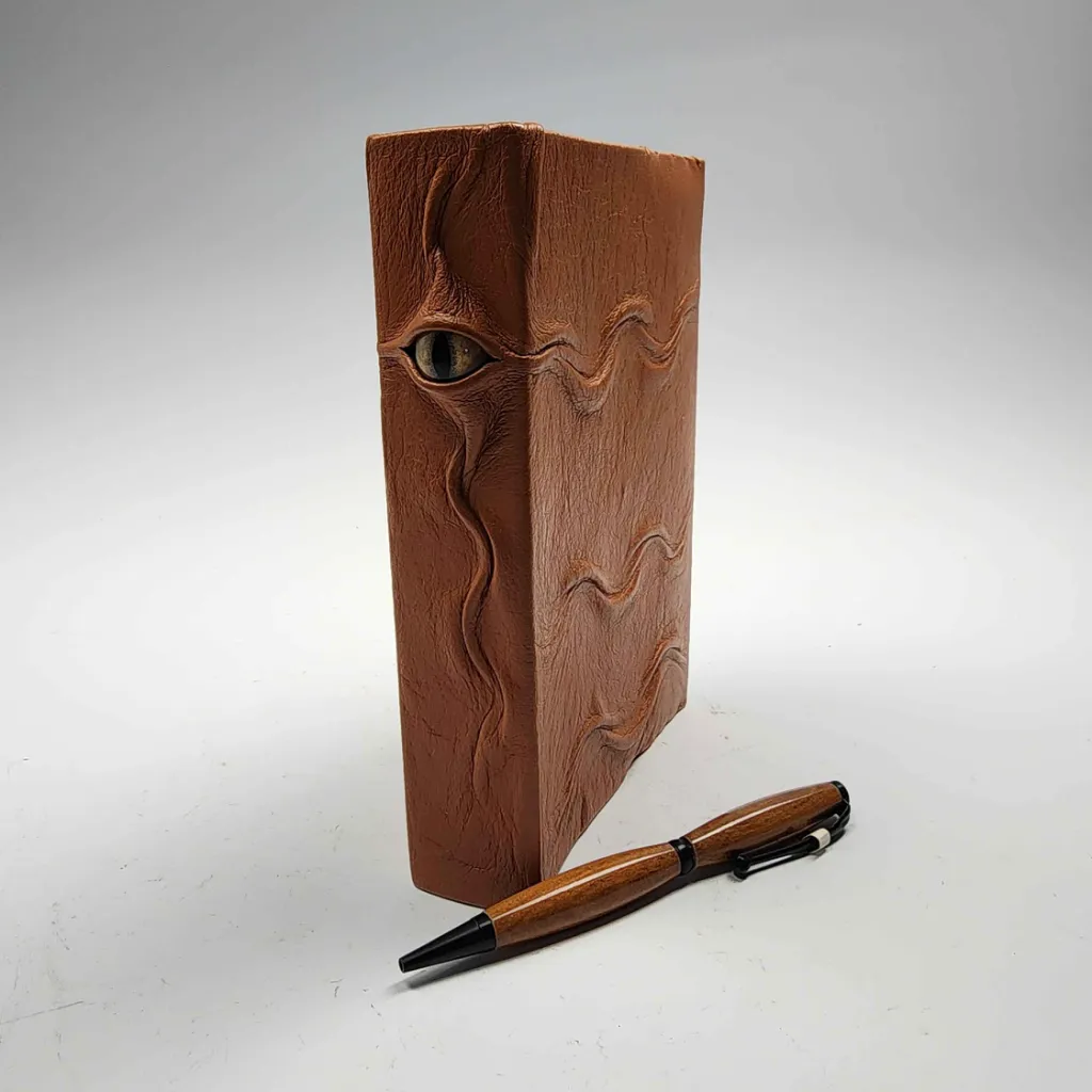Small Tan Leather Journal Cover with Eye