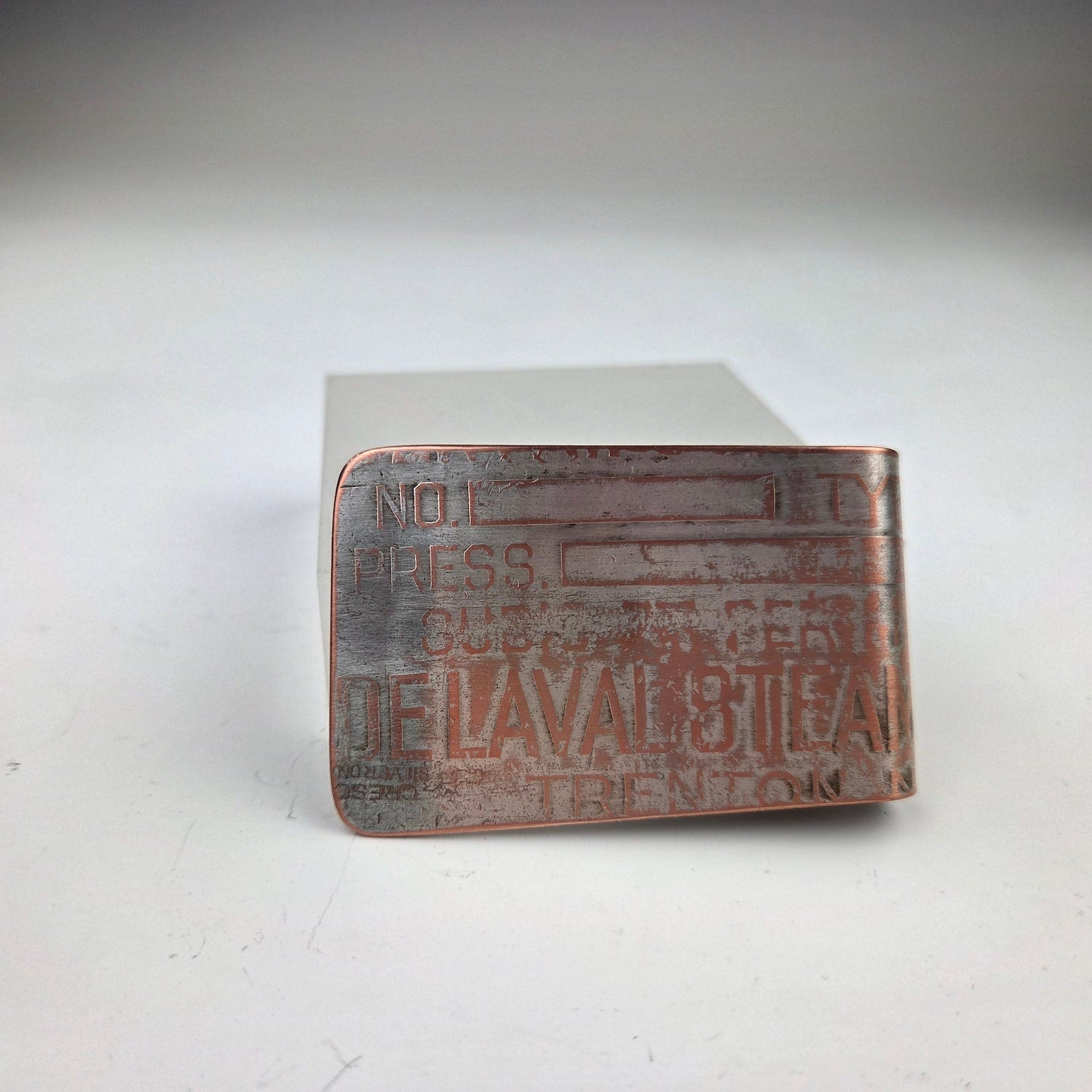 Antique Machine Plate Moneyclip - Trenton De Laval Steam Turbine Co - Heart of the Home Inc