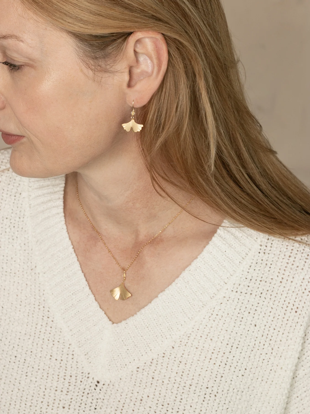 Petite Ginkgo Pendant Necklace - Heart of the Home Inc