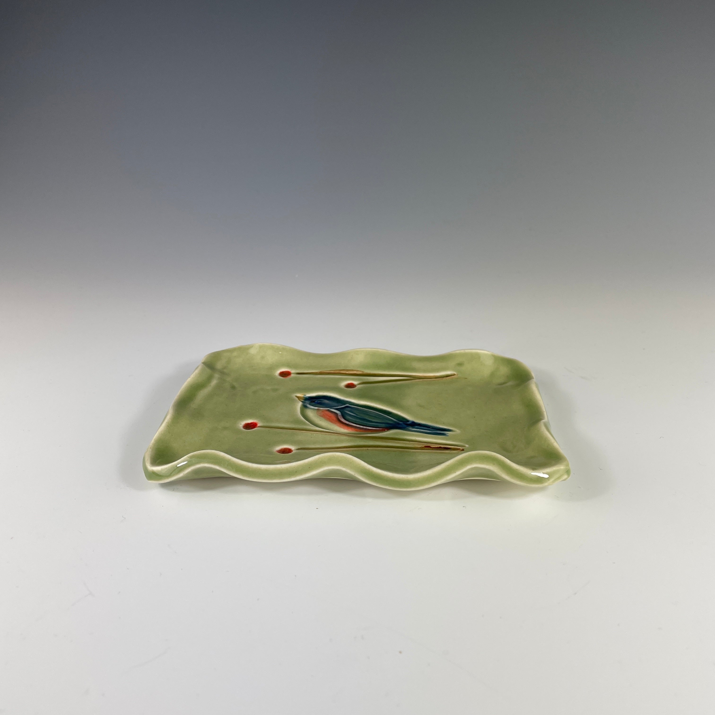 Green Wavy Bird Soap Dish - Heart of the Home Inc