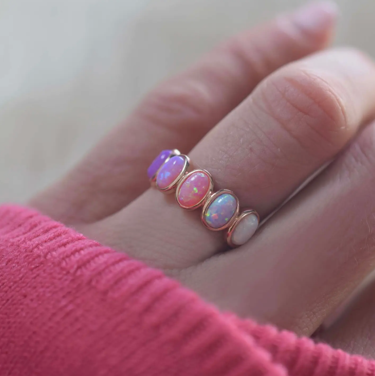 Pink Opal Ombre Candy Ring in Rose Gold - Size 8 - Heart of the Home Inc