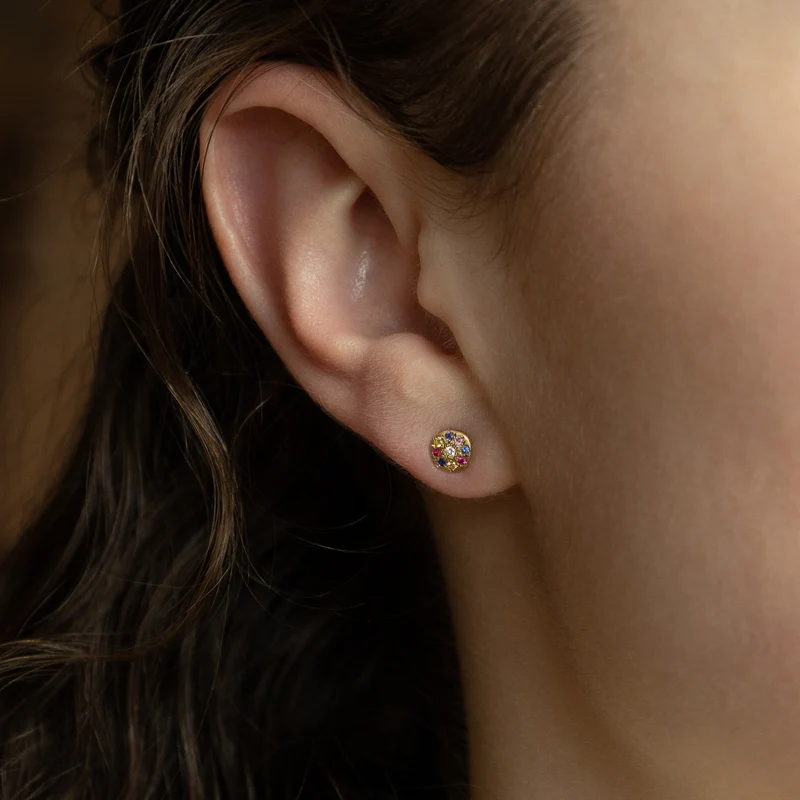 Multi-Sapphire Floret Stud Earrings