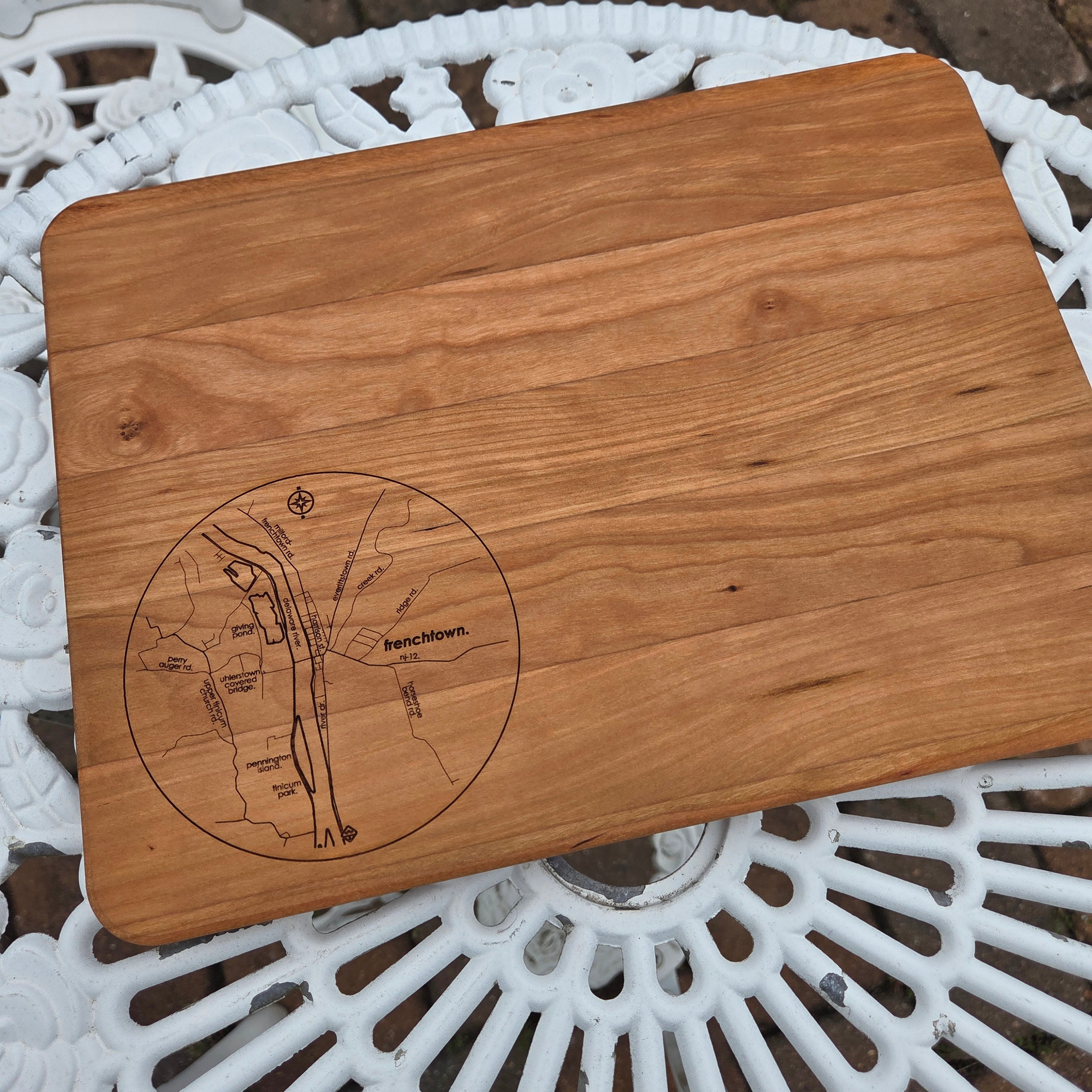 Frenchtown NJ Cutting Board - Cherry 12" x 9" - Heart of the Home Inc
