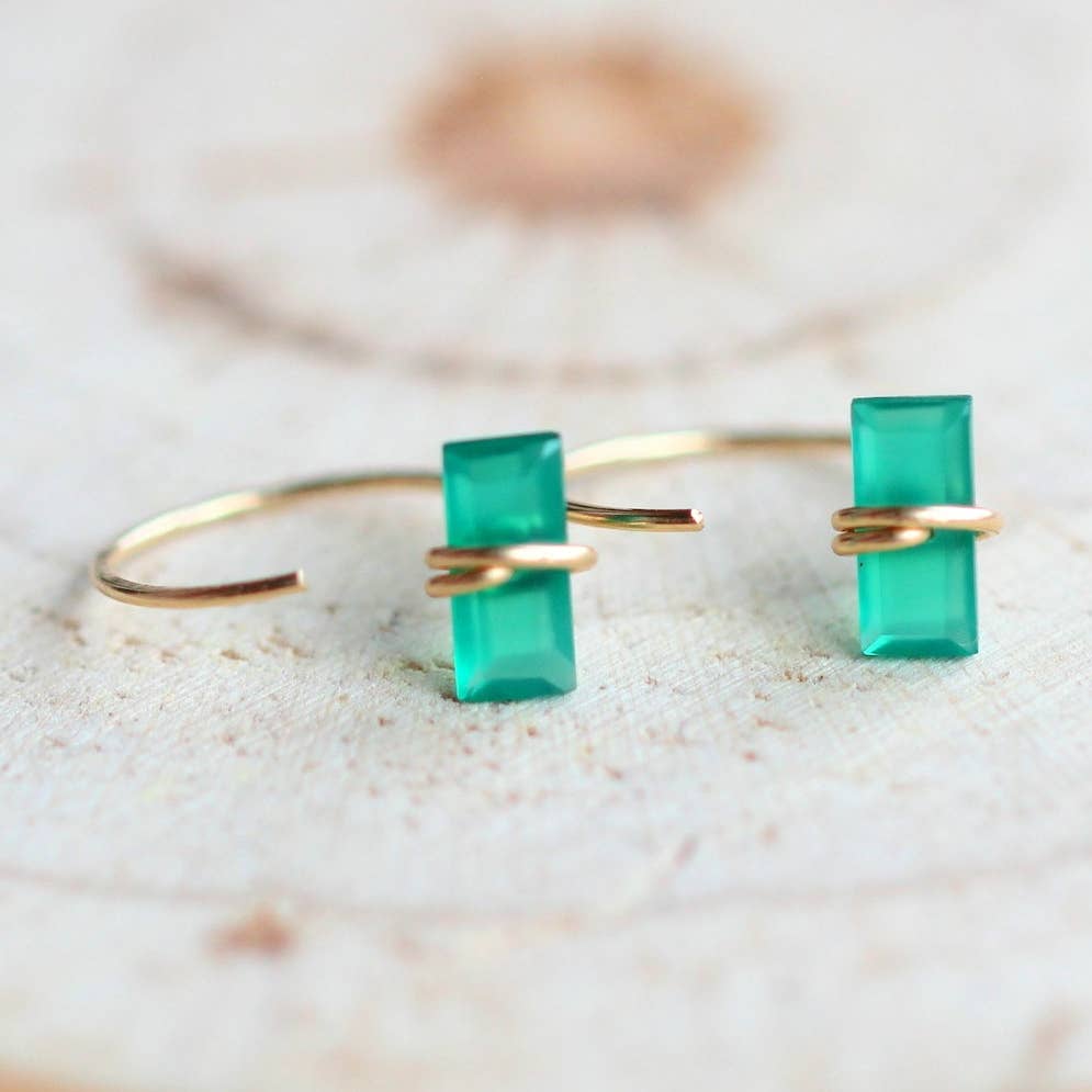 Green Onyx Hug Hoops