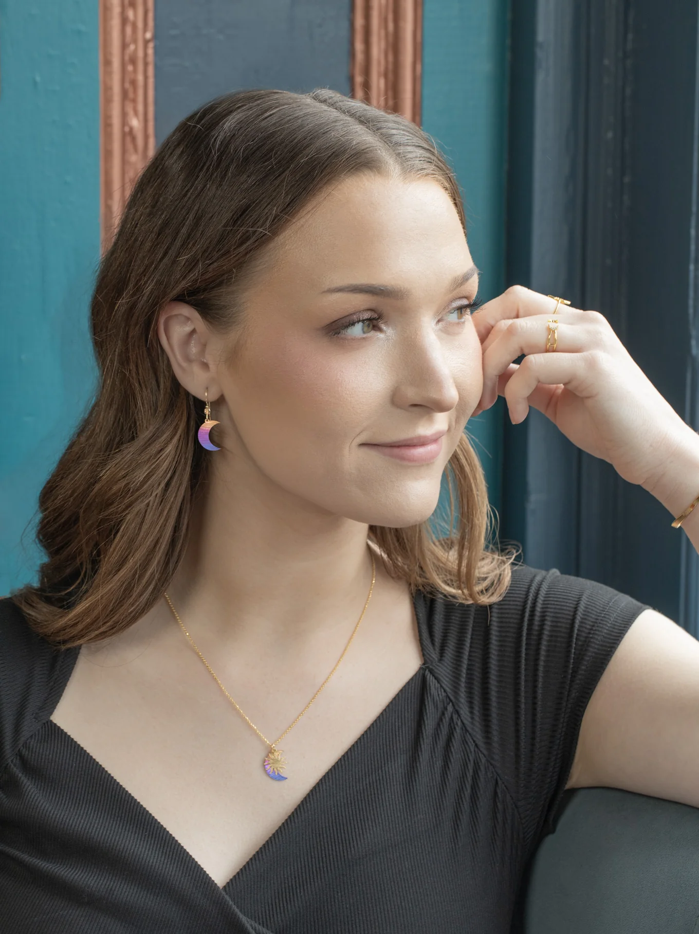 Sun & Moon Earrings in "Sunrise" - Heart of the Home Inc