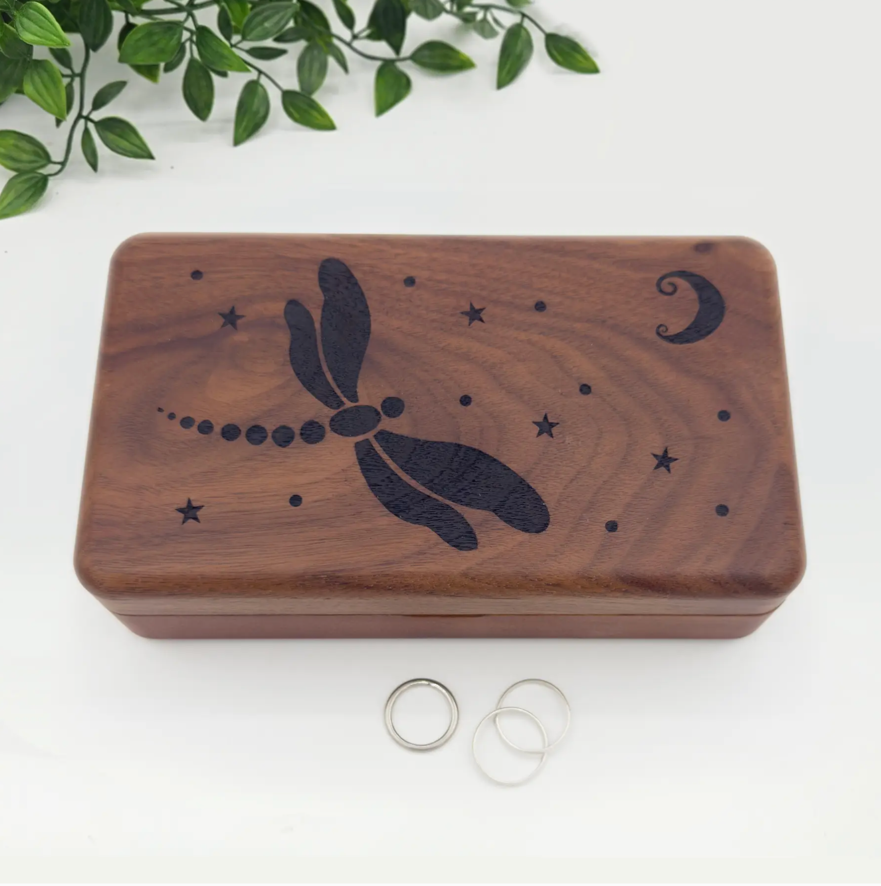 Walnut Dragonfly Jewelry Box - Heart of the Home Inc