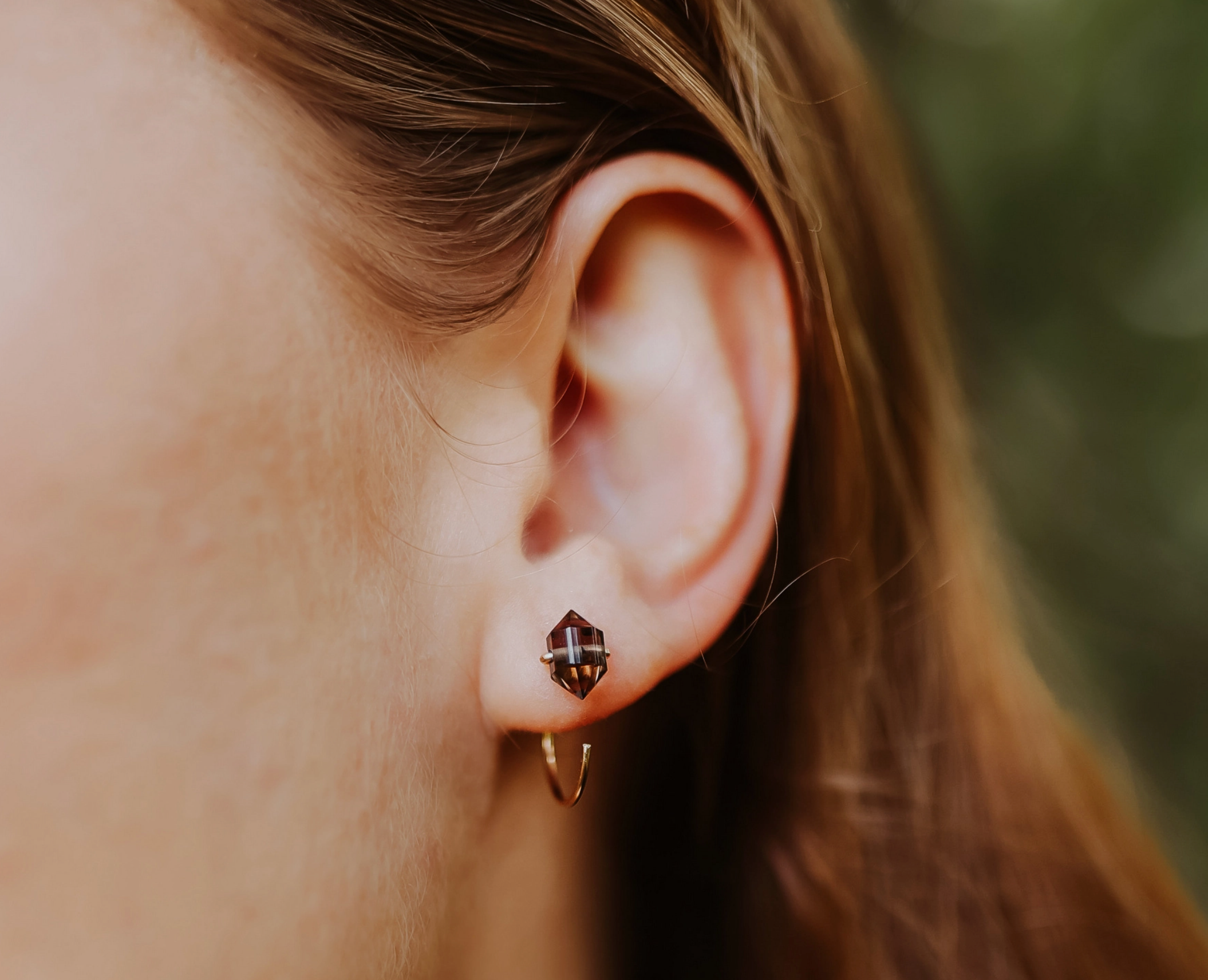 Pike Huggie Earrings with Smoky Quartz - Heart of the Home Inc