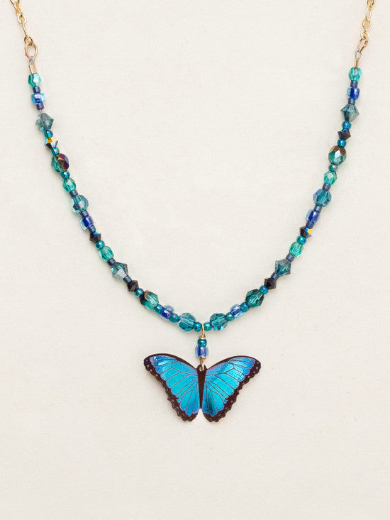 Bella Butterfly Beaded Necklace in Blue Radiance - Heart of the Home PA