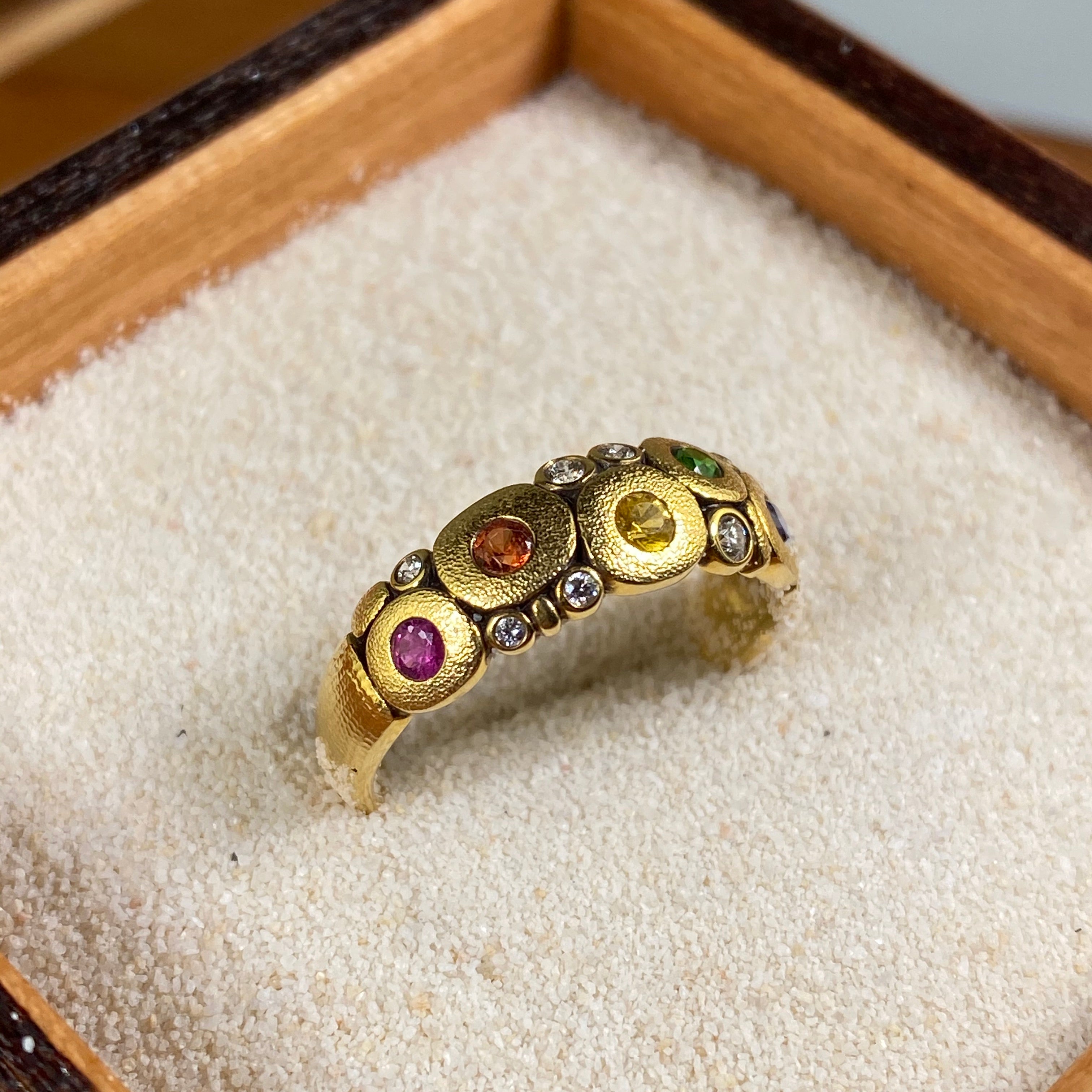 Candy Ring in Gold with Rainbow Sapphires - Heart of the Home PA