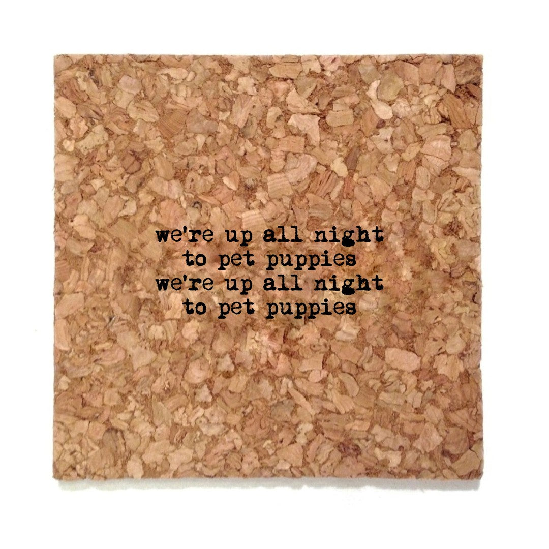 Up All Night to Pet Puppies Mistaken Lyrics Coaster - Heart of the Home PA