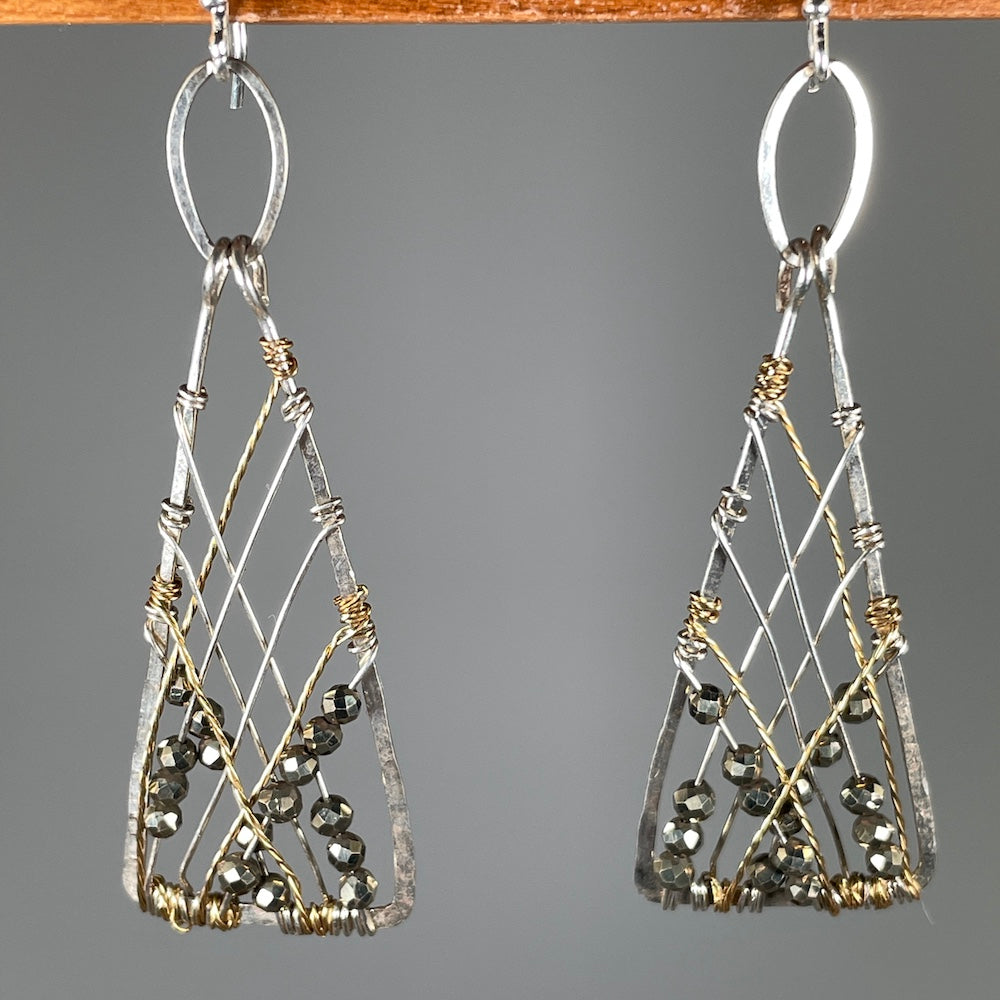 Pyrite Lattice Earrings - Heart of the Home PA