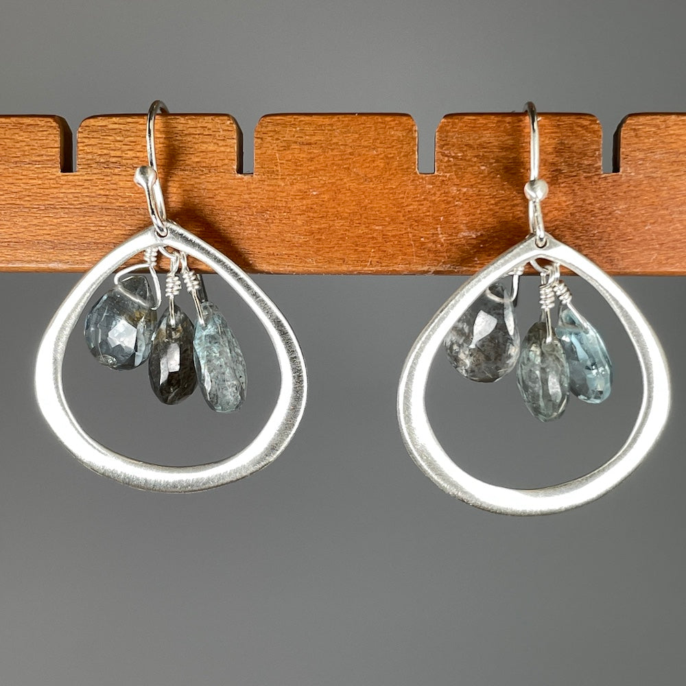 Aquamarine Cluster Drop Earrings - Heart of the Home PA