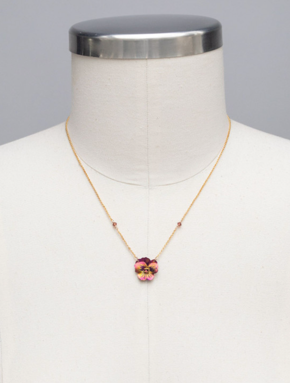 Garden Pansy Pendant Necklace in Vintage Burgundy - Heart of the Home PA