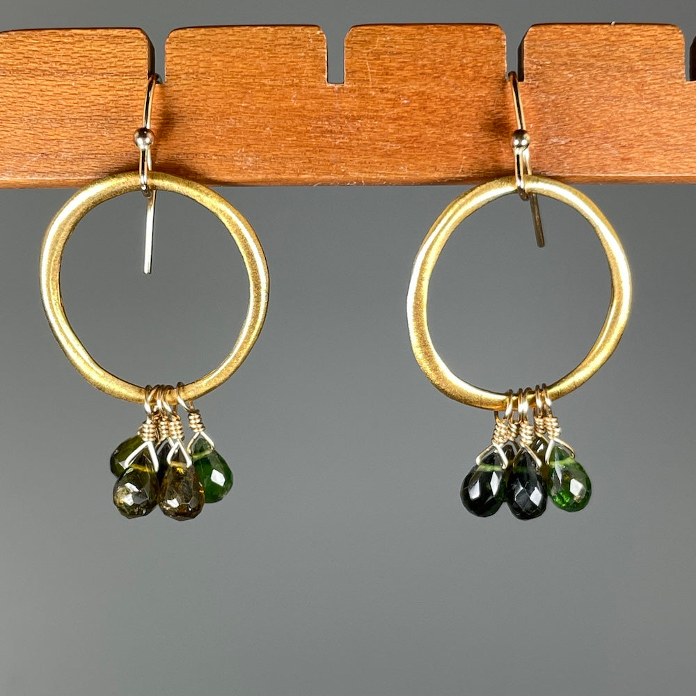 Earthy Tourmaline Fringe Earrings - Heart of the Home PA