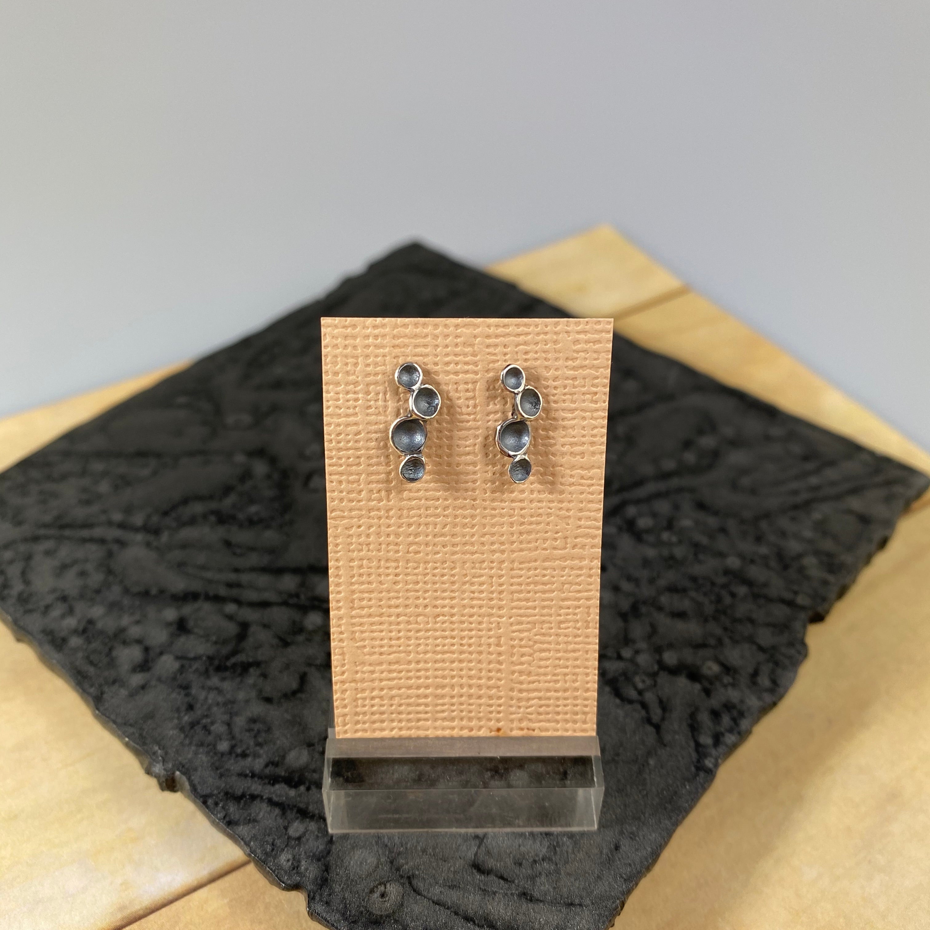 Ripple Pod Post Earrings in Oxidized Silver - Heart of the Home PA