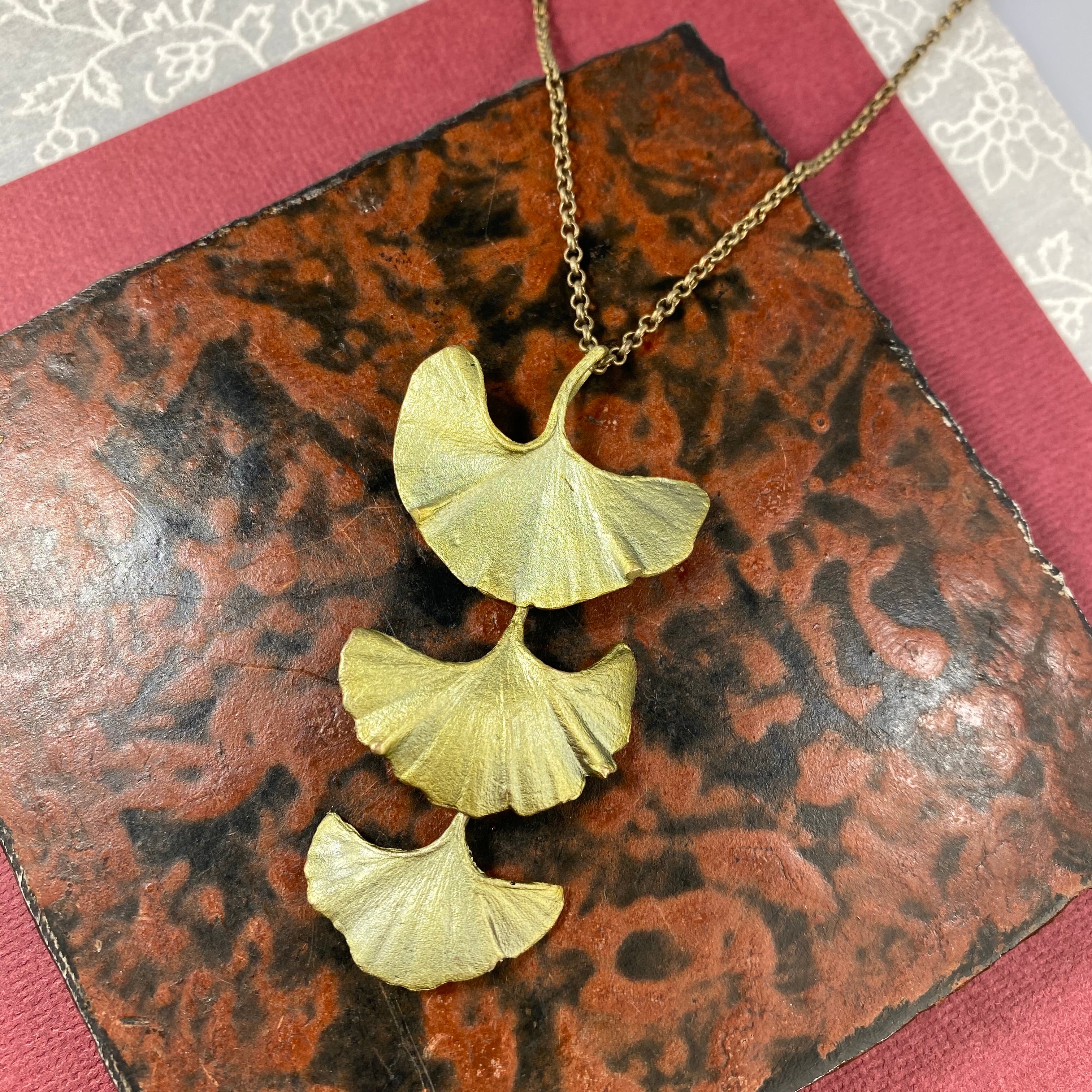 Ginkgo Large Triple Leaves Pendant - Heart of the Home PA