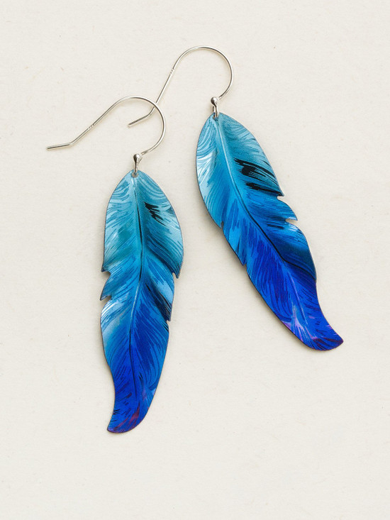 Free Spirit Feather Earrings in Navy Blue | Heart of the Home LV