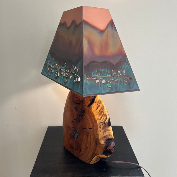 Mesquite & Turquoise Lamp with Punch Shade (SL-1 GW)