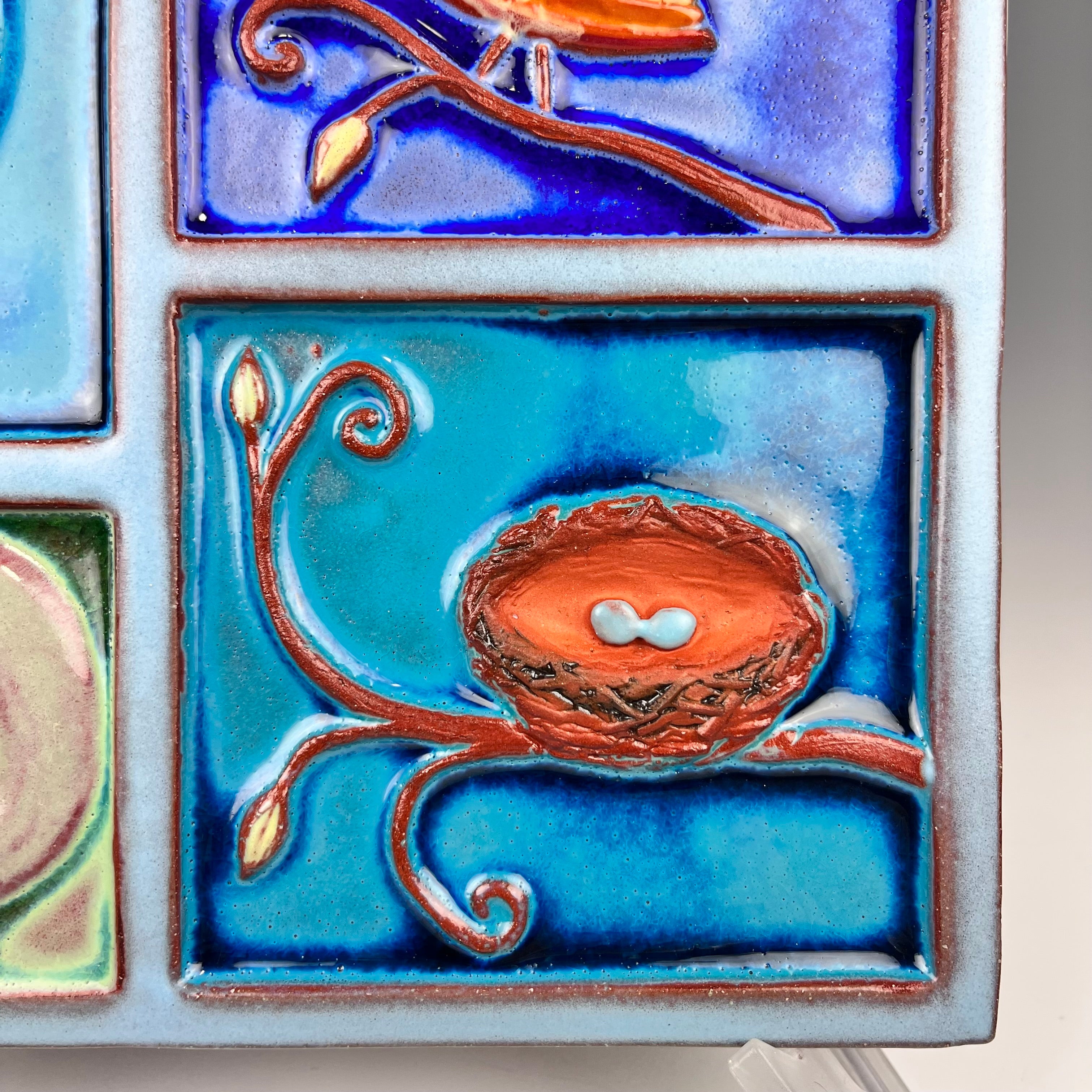 Nest and Birds with Poppy Wall Tile - Heart of the Home PA