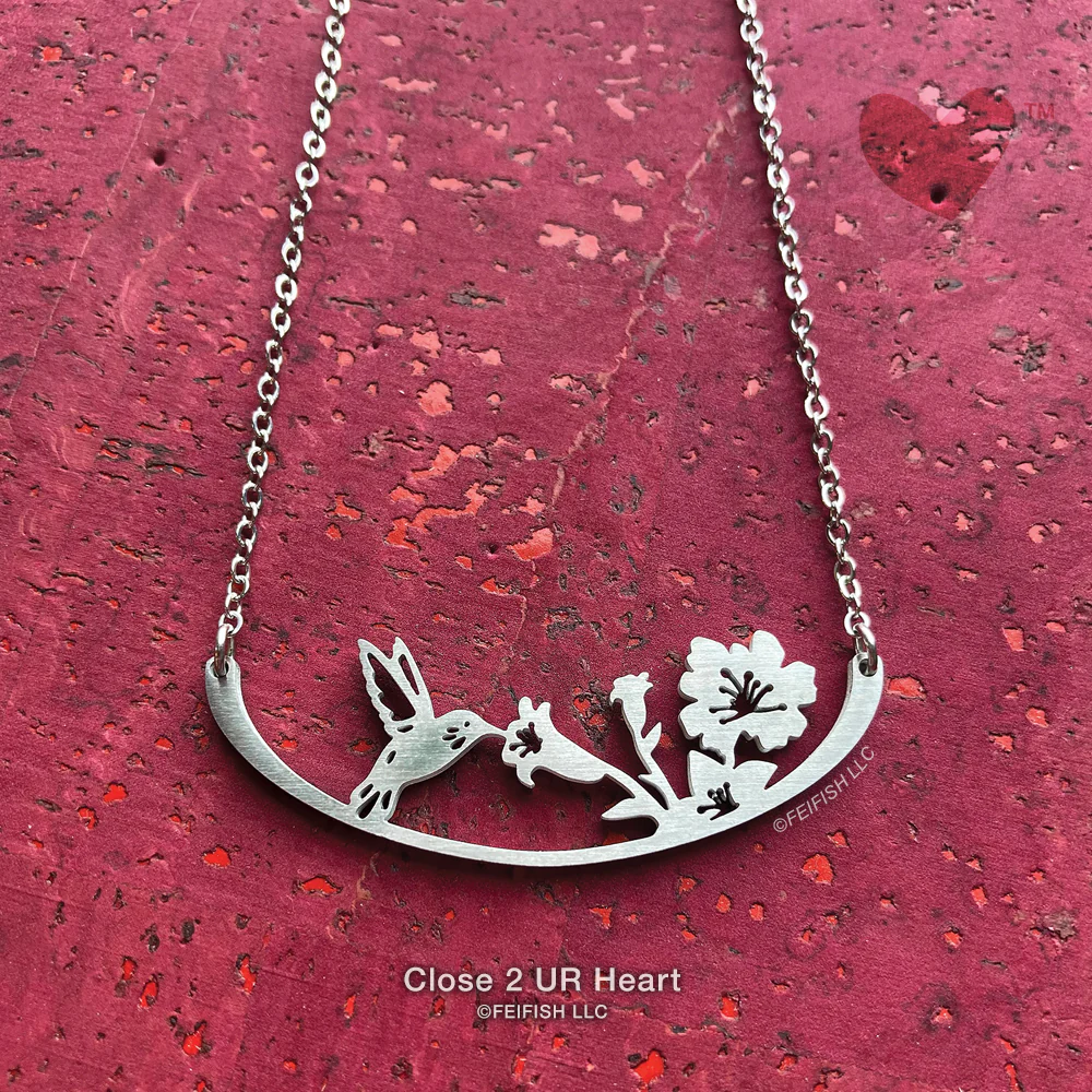 Hummingbird and Flower Necklace - Heart of the Home PA