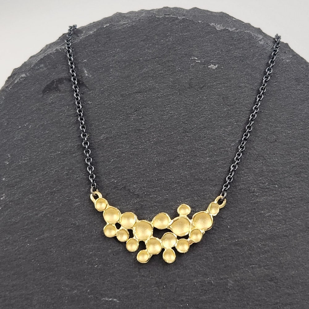 Gold and Oxidized Silver Champagne Crescent Necklace - Heart of the Home LV