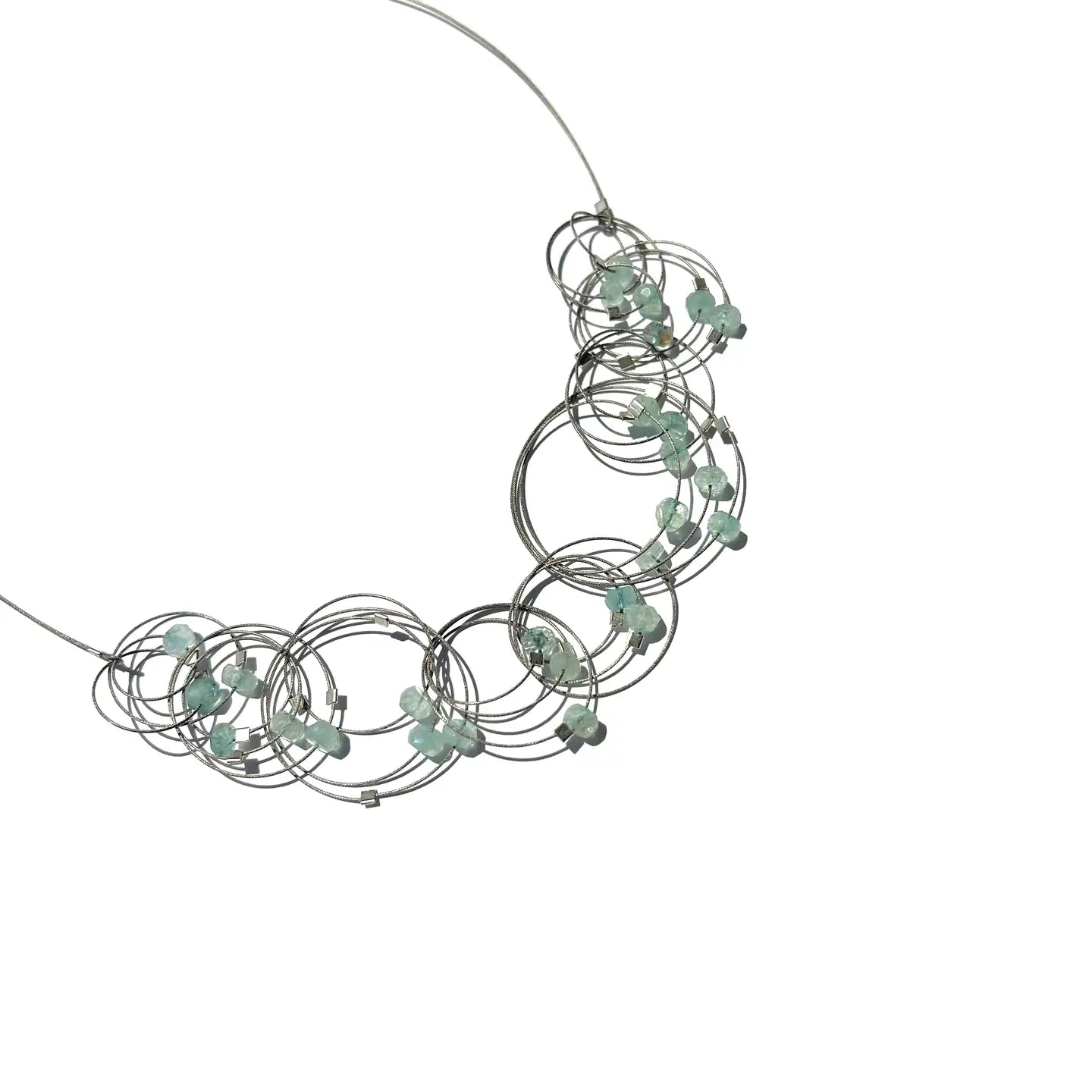 Vertigo Necklace in Gunmetal & Aquamarine