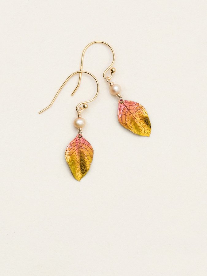 Healing Leaf Earrings in Peach - Heart of the Home LV