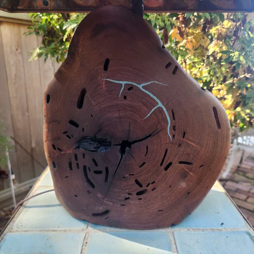 Mesquite & Turquoise Lamp with Sunburst Shade (SL-3 GW) - Heart of the Home Inc