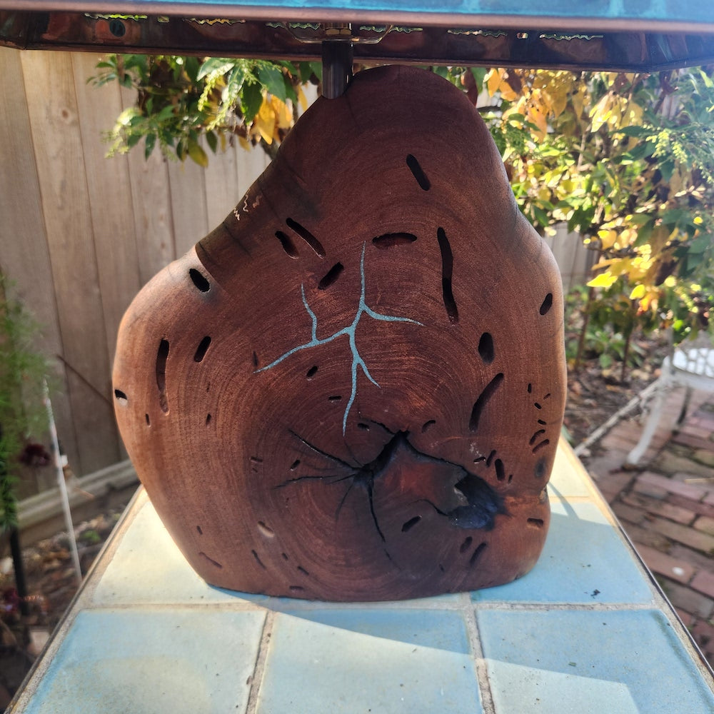 Mesquite & Turquoise Lamp with Sunburst Shade (SL-3 GW) - Heart of the Home Inc
