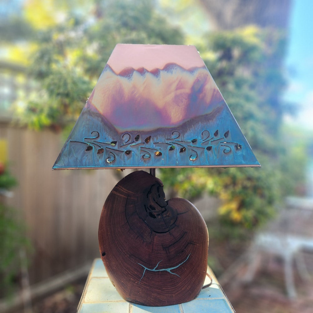 Mesquite & Turquoise Lamp with Ivy Shade (SL-3 GW) - Heart of the Home Inc