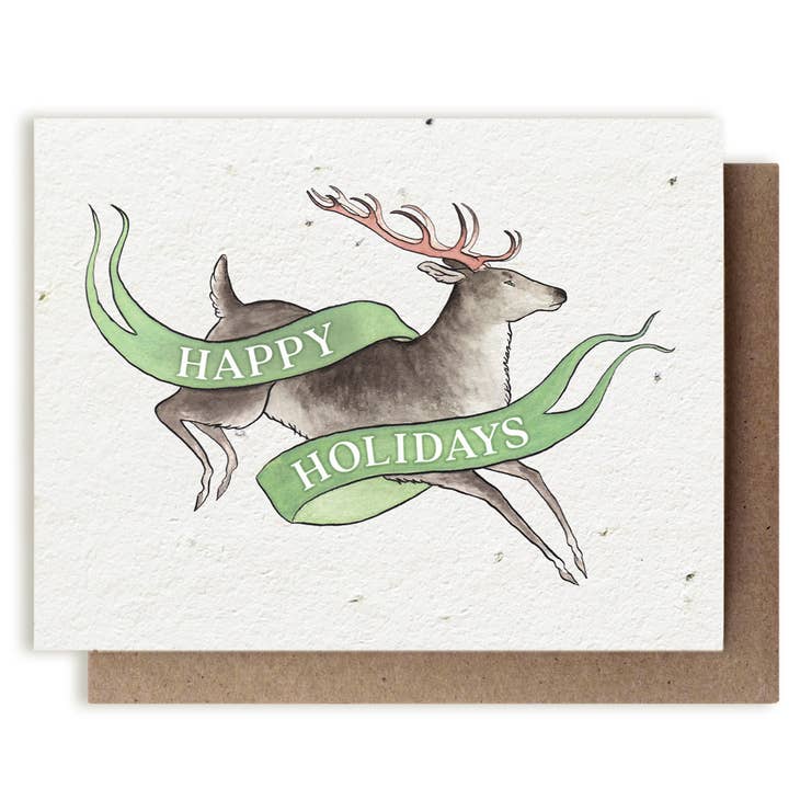 Reindeer Happy Holidays Plantable Herb Seed Card - Heart of the Home LV