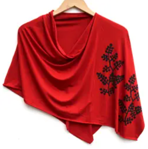 Berry Branch Poncho in Red - Heart of the Home LV
