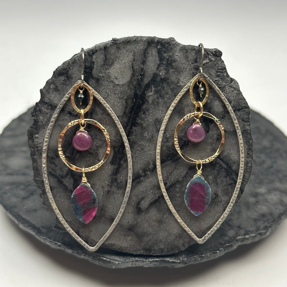 Large Almond Ruby in Zoisite Earrings - Heart of the Home LV
