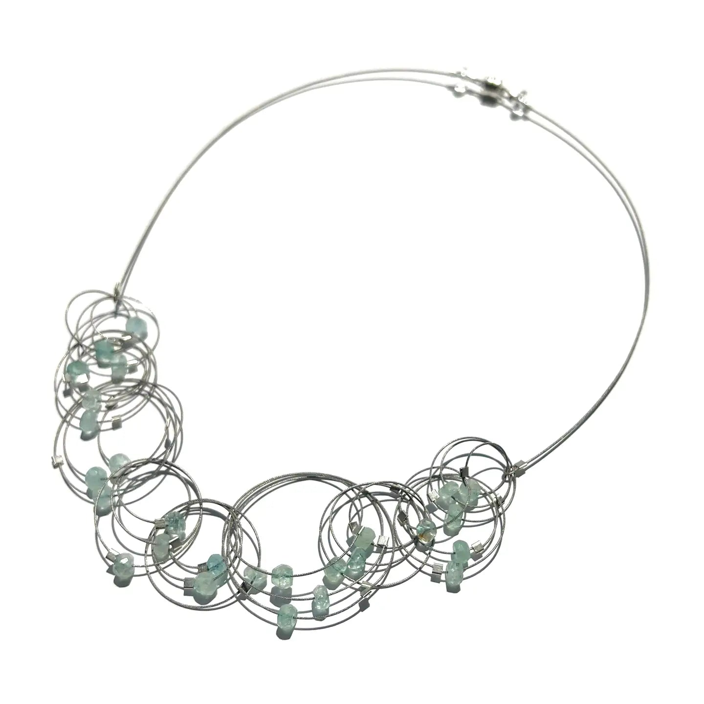 Vertigo Necklace in Gunmetal & Aquamarine