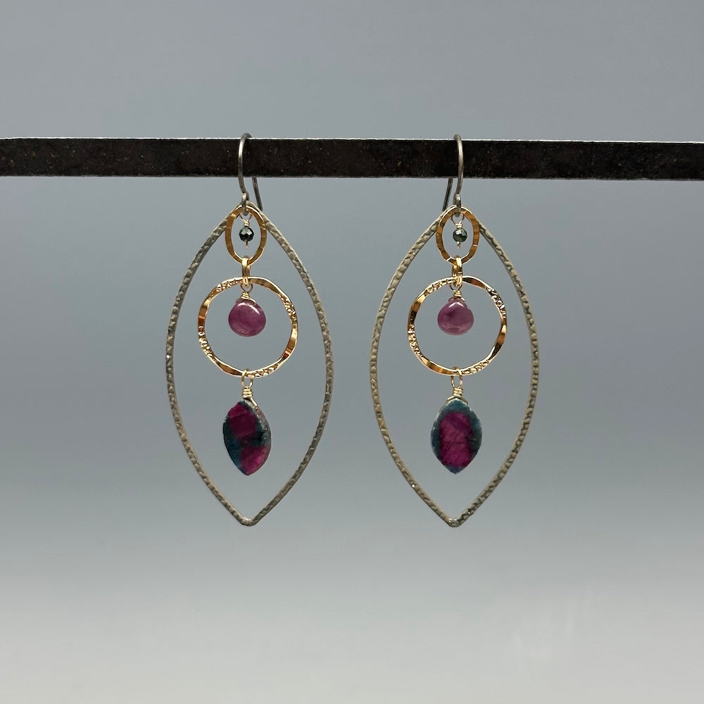 Large Almond Ruby in Zoisite Earrings - Heart of the Home LV